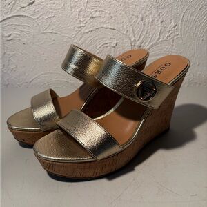 Guess Women's Gold Espadrilles Platform Heels